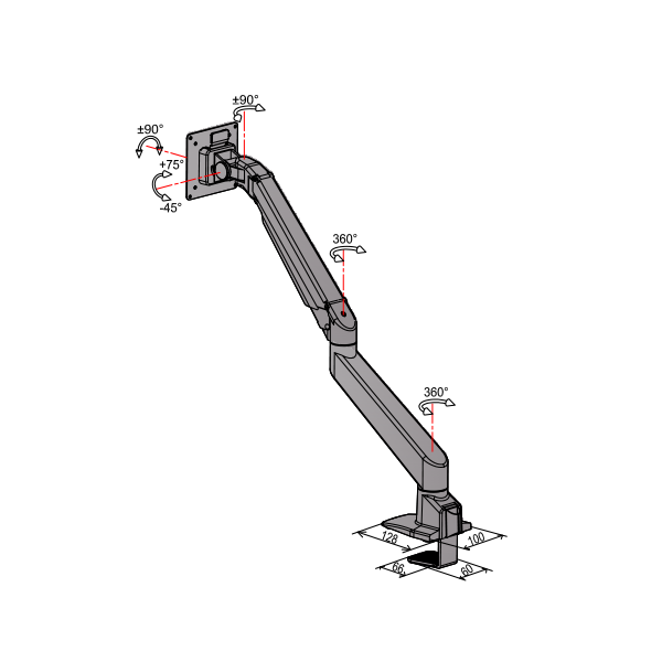 Devia Monitorarm Wit 9 - 21 kg - monitor beugel