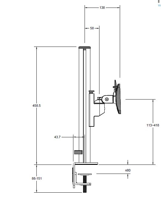 Galaxy Single Monitorarm Short - Wit-5047